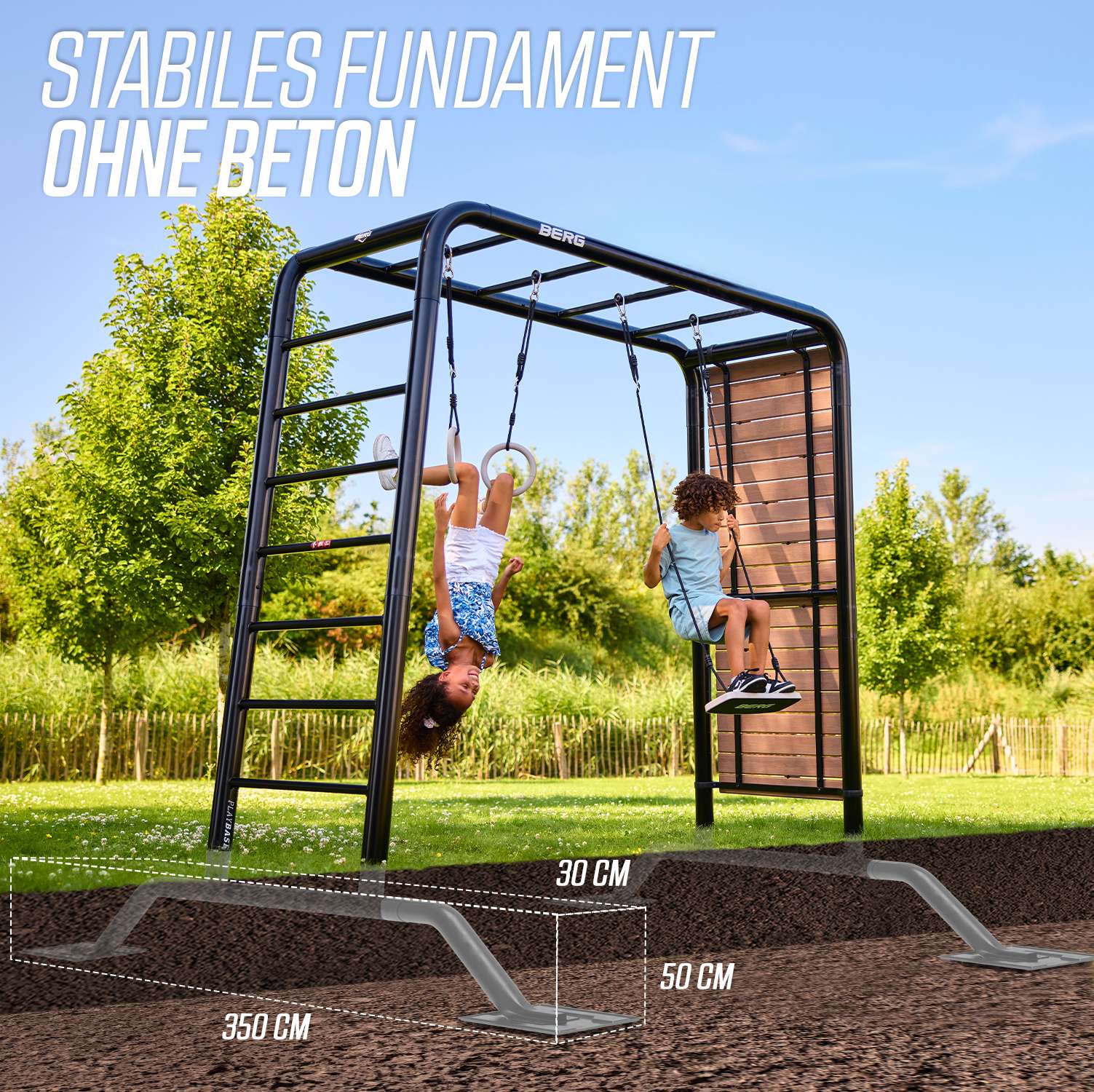 BERG PlayBase 3-in-1 Klettergerüst Large mit Reckstange und Leiter inkl. Babysitz und Nestschaukel BERG PlayBase 3-in-1 Klettergerüst Large mit Reckstange und Leiter inkl. Babysitz und Nestschaukel
